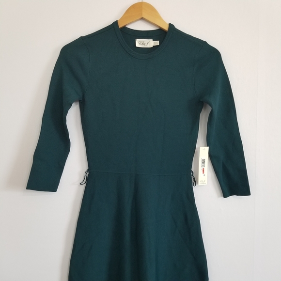 NWT Eliza J Dark Green Knit Midi Dress Size XS - Picture 2 of 7